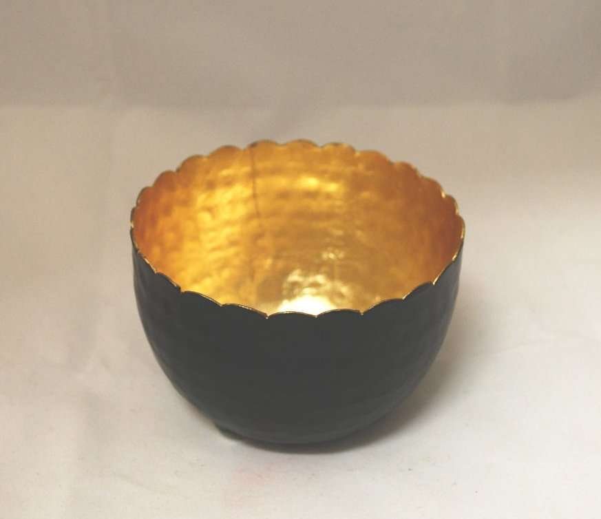 Portacandela tealight Coppa Nero/Oro in Metallo cm 9 x 6