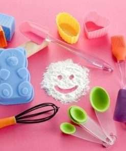 Set Pasticcere per Bambini 14 Pezzi in Silicone e Legno con Valigetta