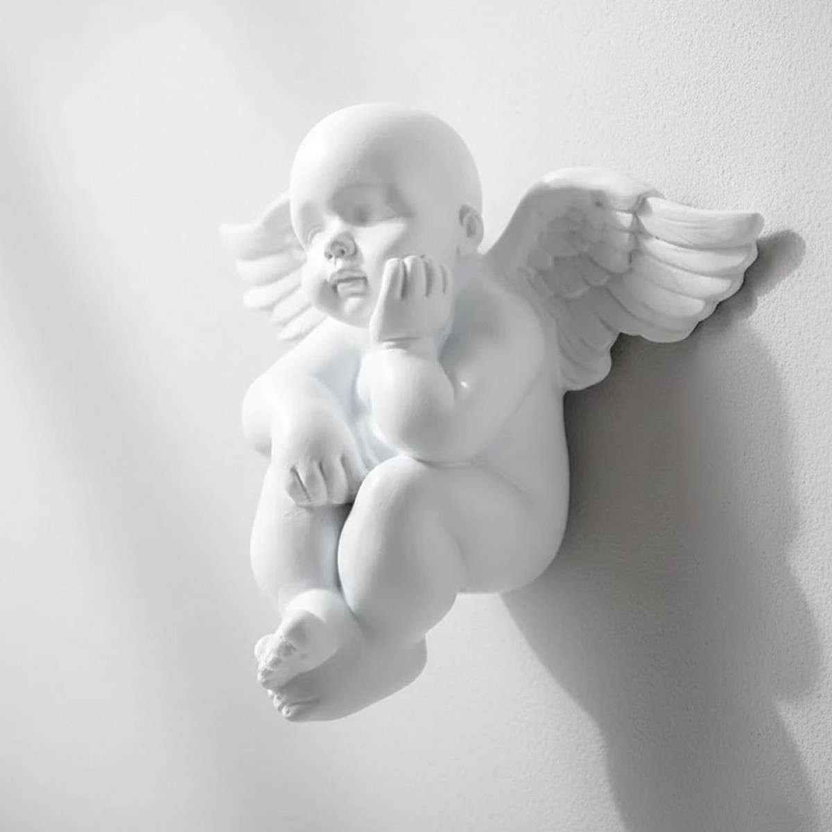 Angelo da parete Gabriel Bianco decorazione in resina Fisura