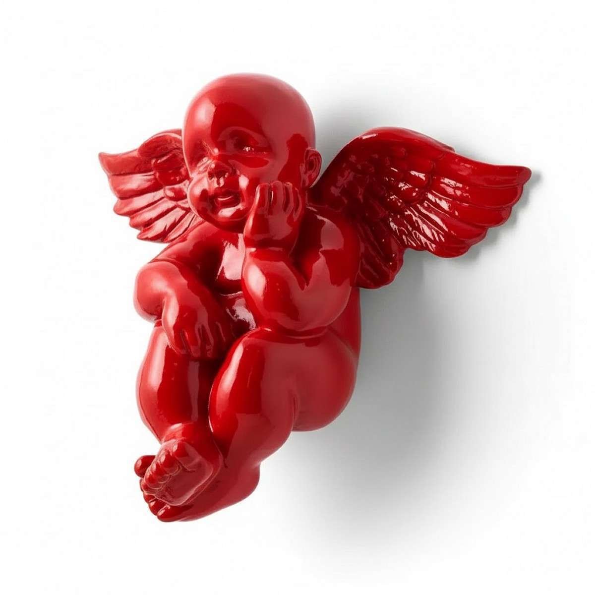 Angelo da parete Gabriel Rosso decorazione in resina Fisura