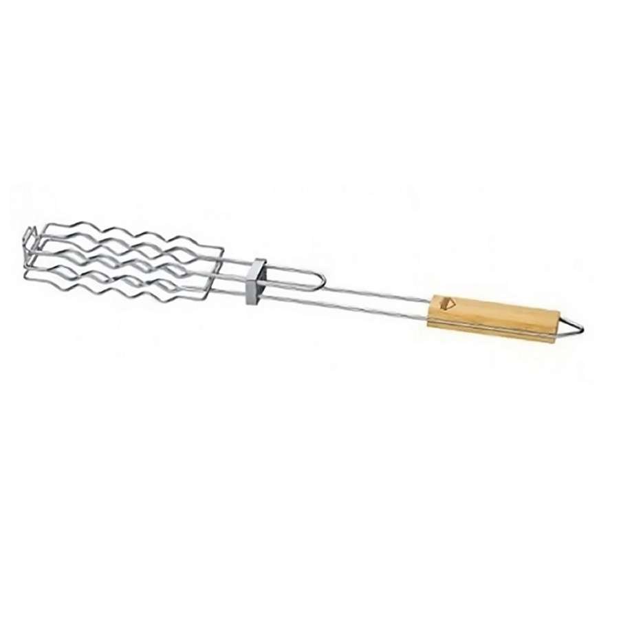 Pinza per Hot Dog e Salsicce in Acciaio Inox con Manico in Legno - Perfetta per Barbecue, Grigliate e Pic-nic