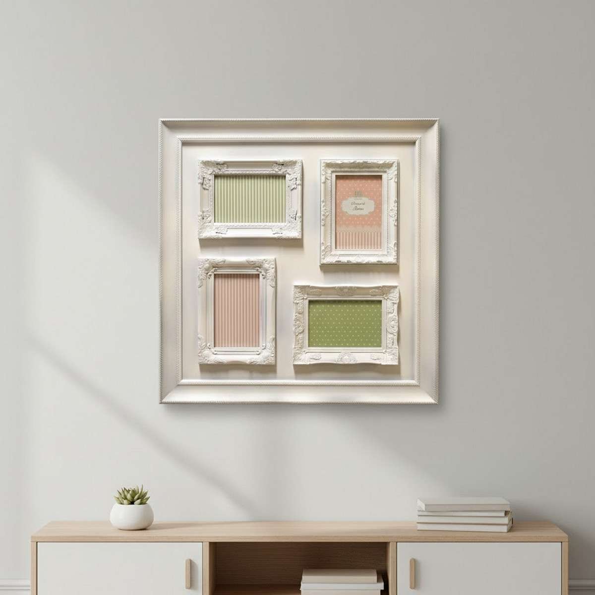 Portafoto Kors 4 foto 53 x 53 cm bianco tortora