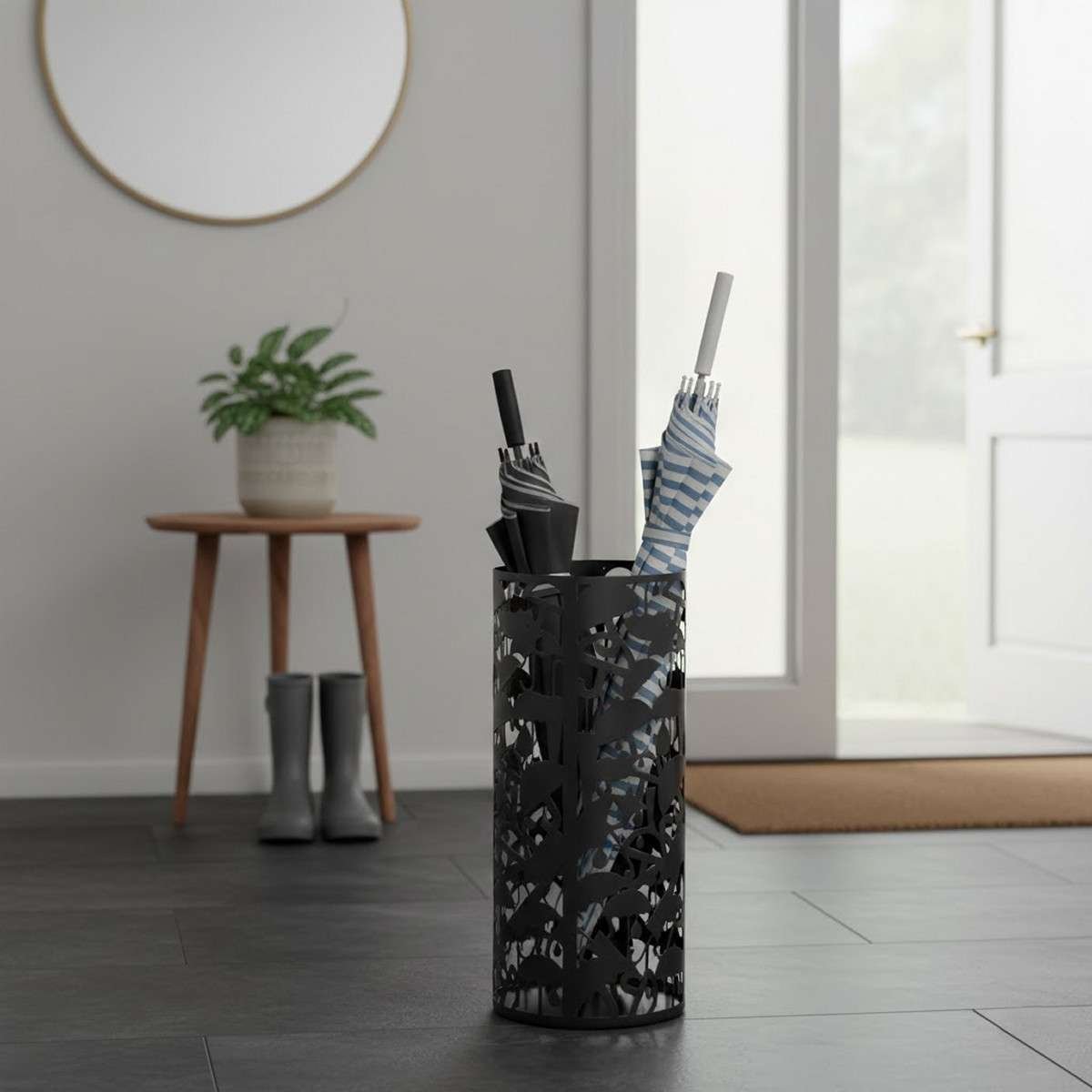 Portaombrelli da terra Umbrella in metallo traforato Nero Versa - immagine 2