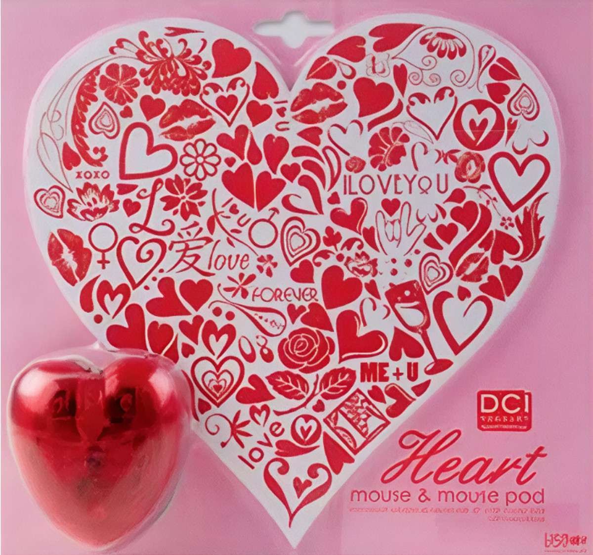 Set tappetino e mouse ottico a forma di cuore