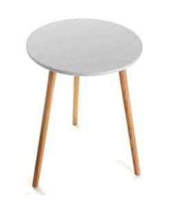 Tavolino ausiliario Tondo con piano color Grigio e gambe faggio Versa