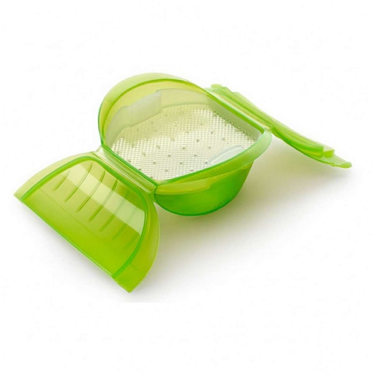 Vaporiera in silicone con Vassoio per microonde Ogya Verde LèKUè