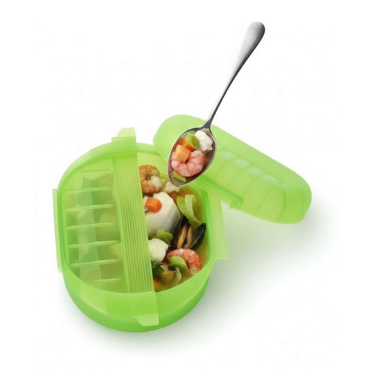 Vaporiera in silicone con Vassoio per microonde Ogya Verde Lèkuè