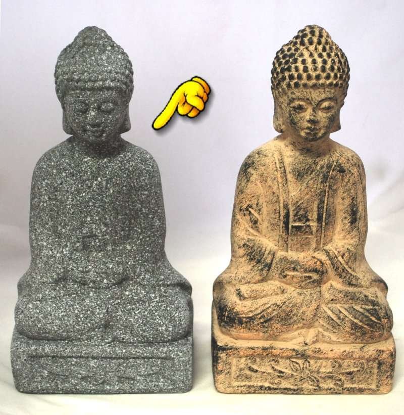 Buddha statuina grigia in terracotta da esterni o interni meditazione
