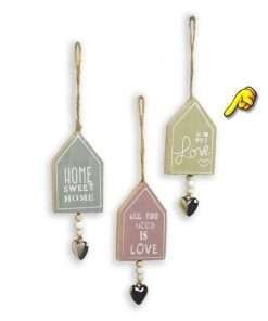 Decorazione da appendere Casina Scandi con cuoricino Love verde pistacchio MONTEMAGGI