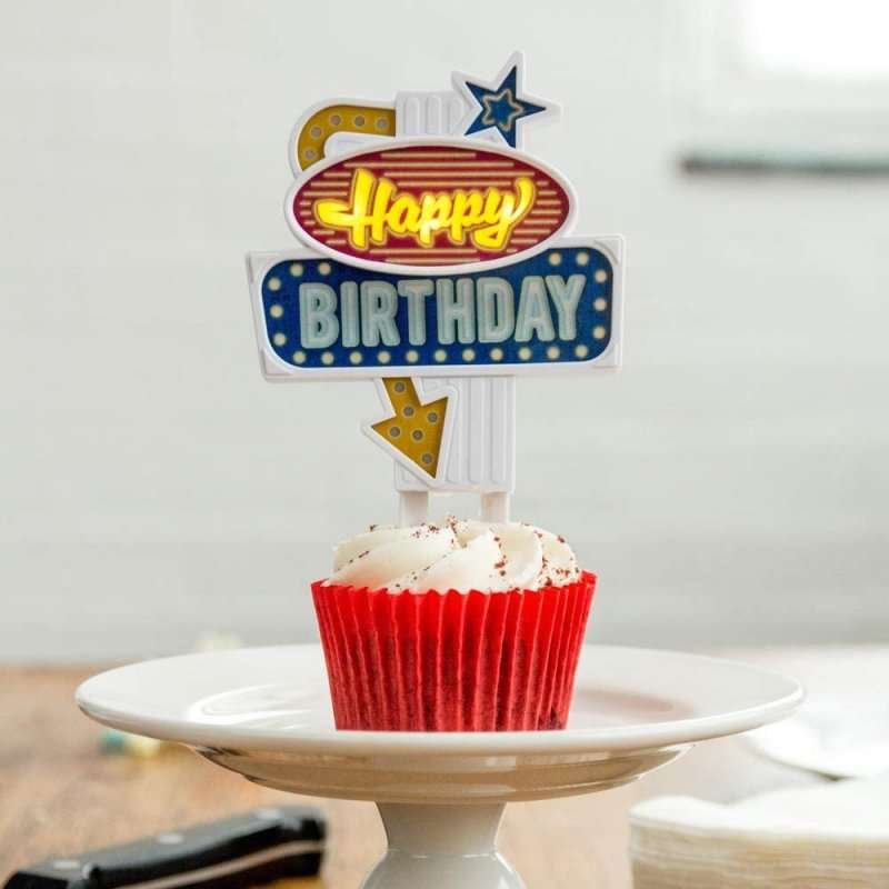 Topper Per Torta 18° Compleanno Ragazza – Dorato E Nero Con Scritta Happy 18th Birthday E Stelle