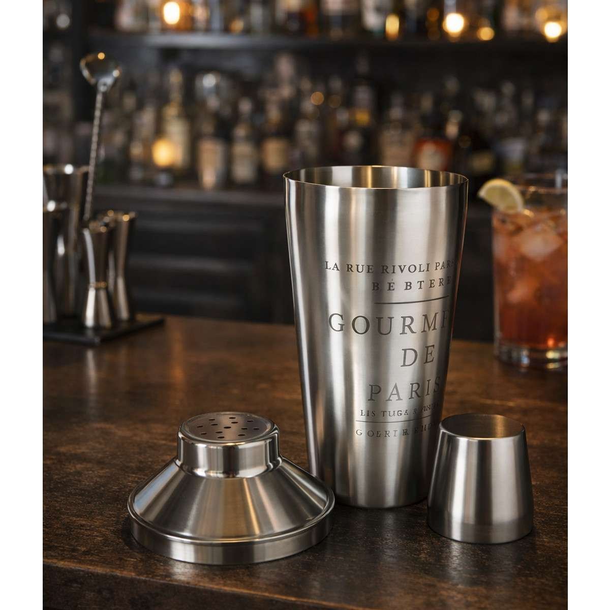 Shaker in acciaio inox professionale con filtro e bicchierino tappo da 750ml per la preparazione di cocktail Regalo Italiano