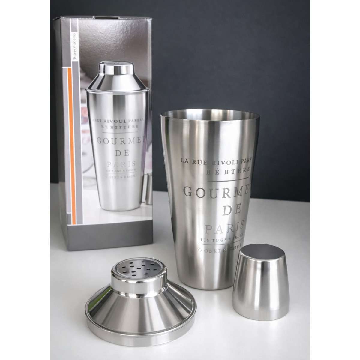 Shaker in acciaio inox professionale con filtro e bicchierino tappo da 750ml per la preparazione di cocktail Regalo Italiano