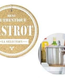 Poggiapentola sottopentola magnetico calamitato Bistrot in sughero naturale con scritte in bianco MAI UGUALI