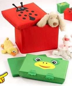 Contenitore pouff portagiochi pieghevole animals RANOCCHIA di colore verde Mai Uguali