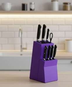 Ceppo per coltelli in legno viola 23 h x 14 x 10 cm @ soporte cuchillos