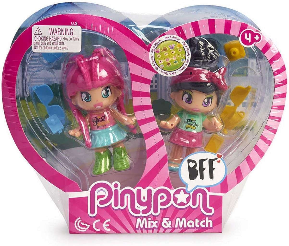 PinyPon Best Friends Pack 2 Pinypon capelli Fucsia + neri (07976)