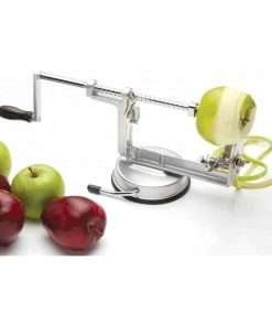 Affetta sbuccia mele a manovella 3 in 1 melasbuccio in metallo Mai Uguali
