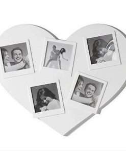 Cornice Portafoto a forma di cuore Polaroid 5 foto bianco Mai Uguali