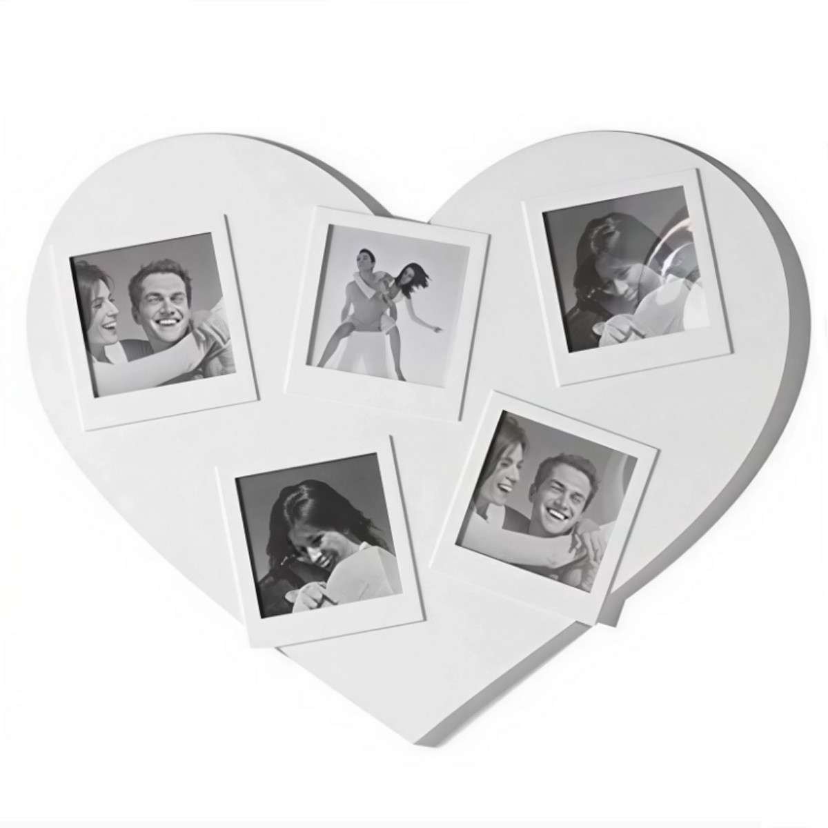 Cornice Portafoto a forma di cuore Polaroid 5 foto bianco Mai Uguali