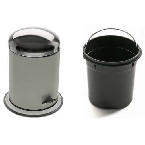 Pattumiera Secchiello cestino da 5L in acciaio colore Grigio con apertura a pedale - immagine 2