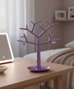 Porta Gioielli Anelli bracciali e collane a Forma di Albero in Resina Lilla