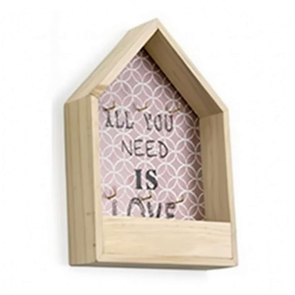 Portachiavi da parete Casina Scandi Love in legno con 6 ganci rosa Montemaggi