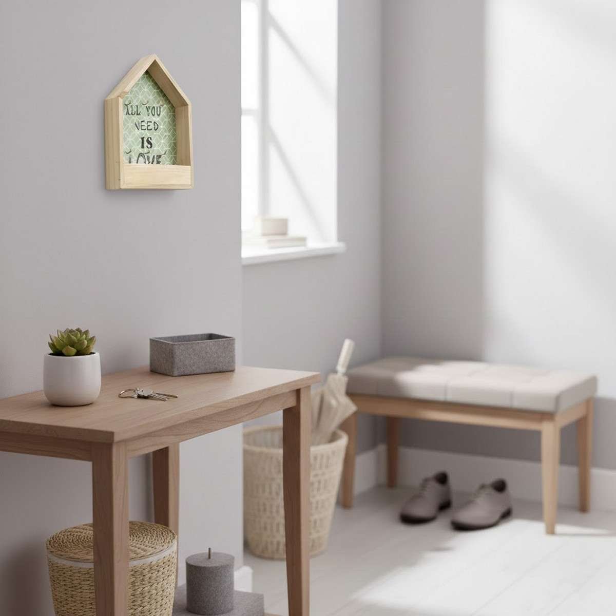 Portachiavi da parete Casina Scandi Love in legno con 6 ganci verde Montemaggi
