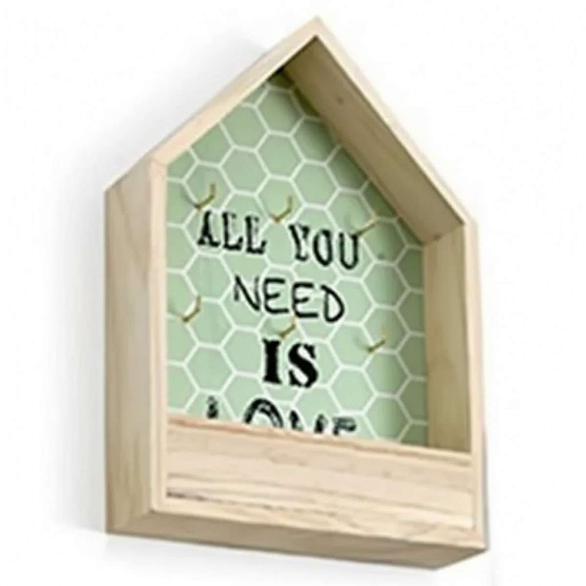Portachiavi da parete Casina Scandi Love in legno con 6 ganci verde Montemaggi