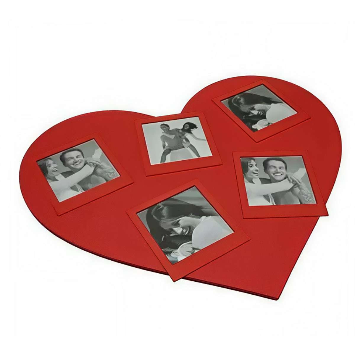 Portafoto da parete Polaroid cornice cuore rosso x 5 foto