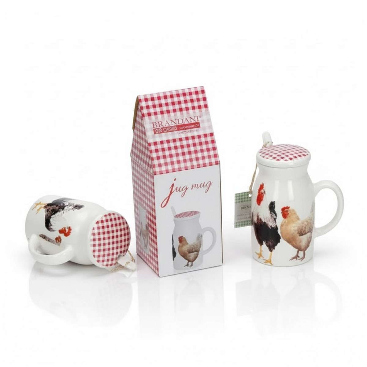 Tazza brocca Vecchia Fattoria con coperchio e cucchiaino new bone china 250 ml @ jug mug GALLO