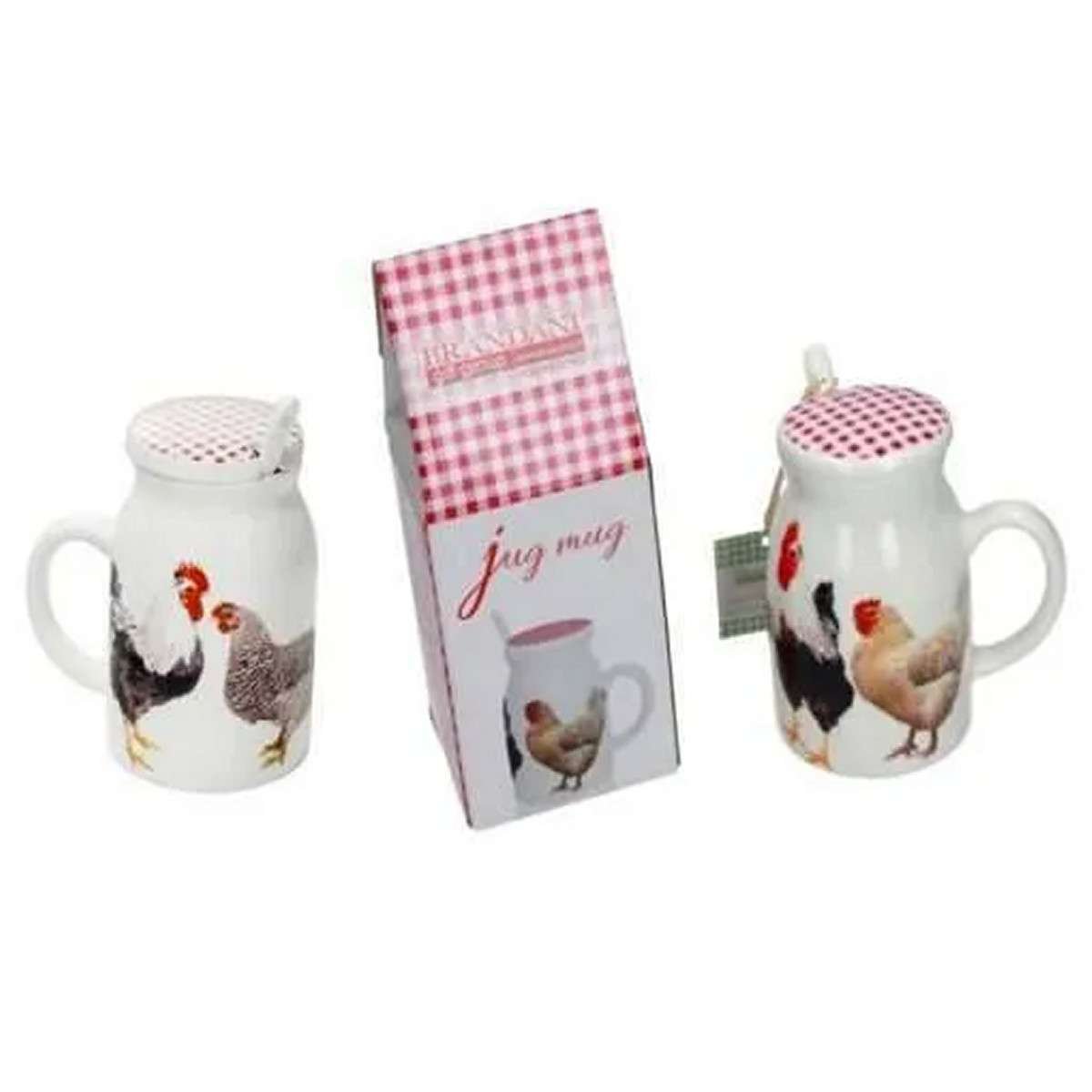 Tazza brocca Vecchia Fattoria con coperchio e cucchiaino new bone china 250 ml @ jug mug GALLO