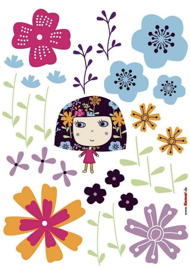 Sticker adesivo murale cameretta freestile flowerine 28pz komar