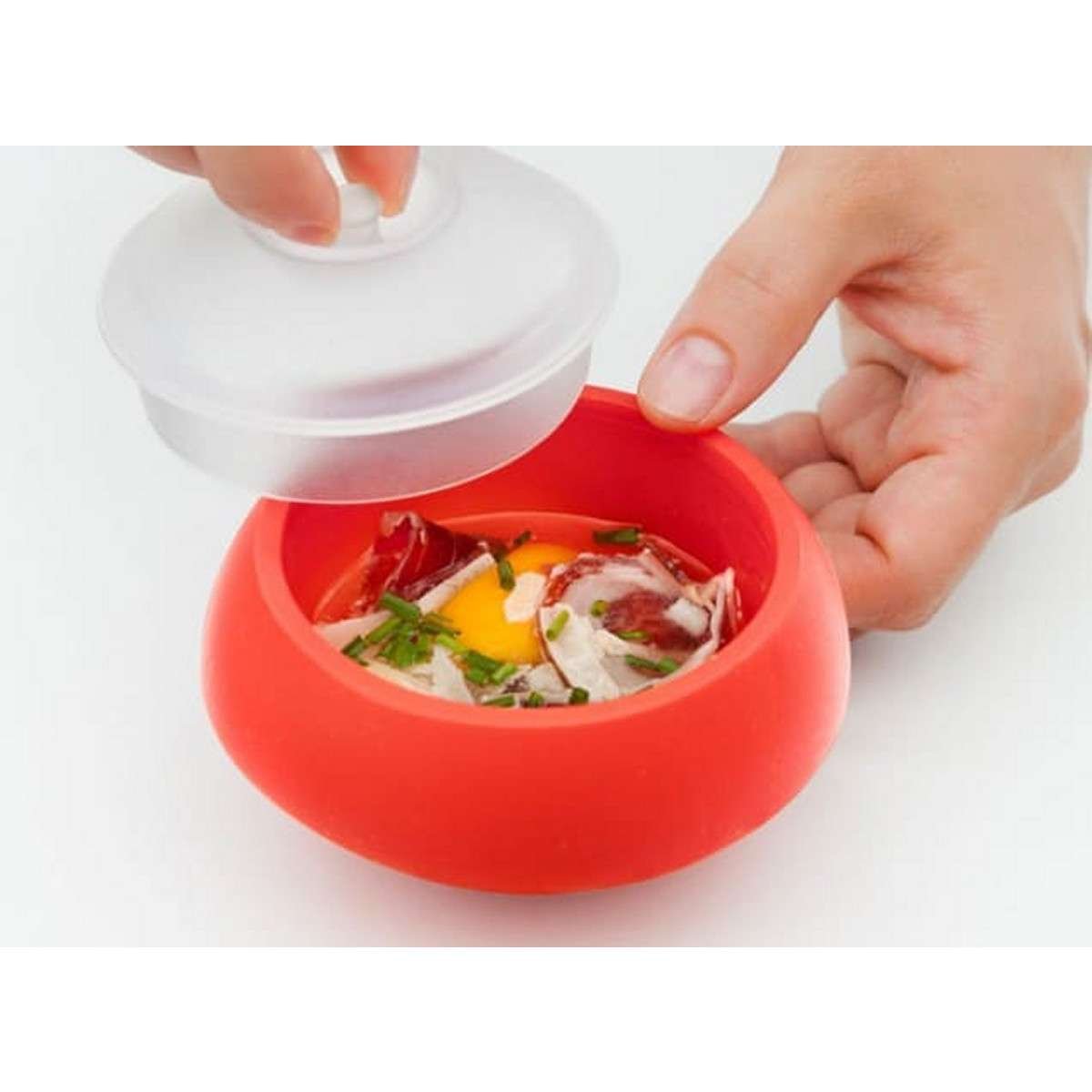 Cuociuovo per Microonde trasparente silicone premium Quadrato Lékué