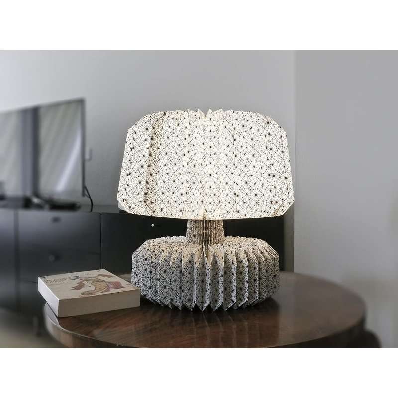 Lampada da tavolo Abat Jour origami geometrico bianco e nero Pusher - immagine 6