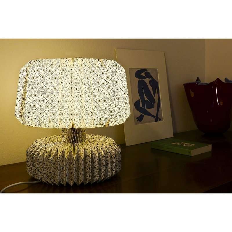 Lampada da tavolo Abat Jour origami geometrico bianco e nero Pusher - immagine 7