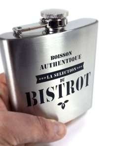 Fiaschetta in acciaio inox satinato Bistrot con scritte nere 180 ml Mai Uguali