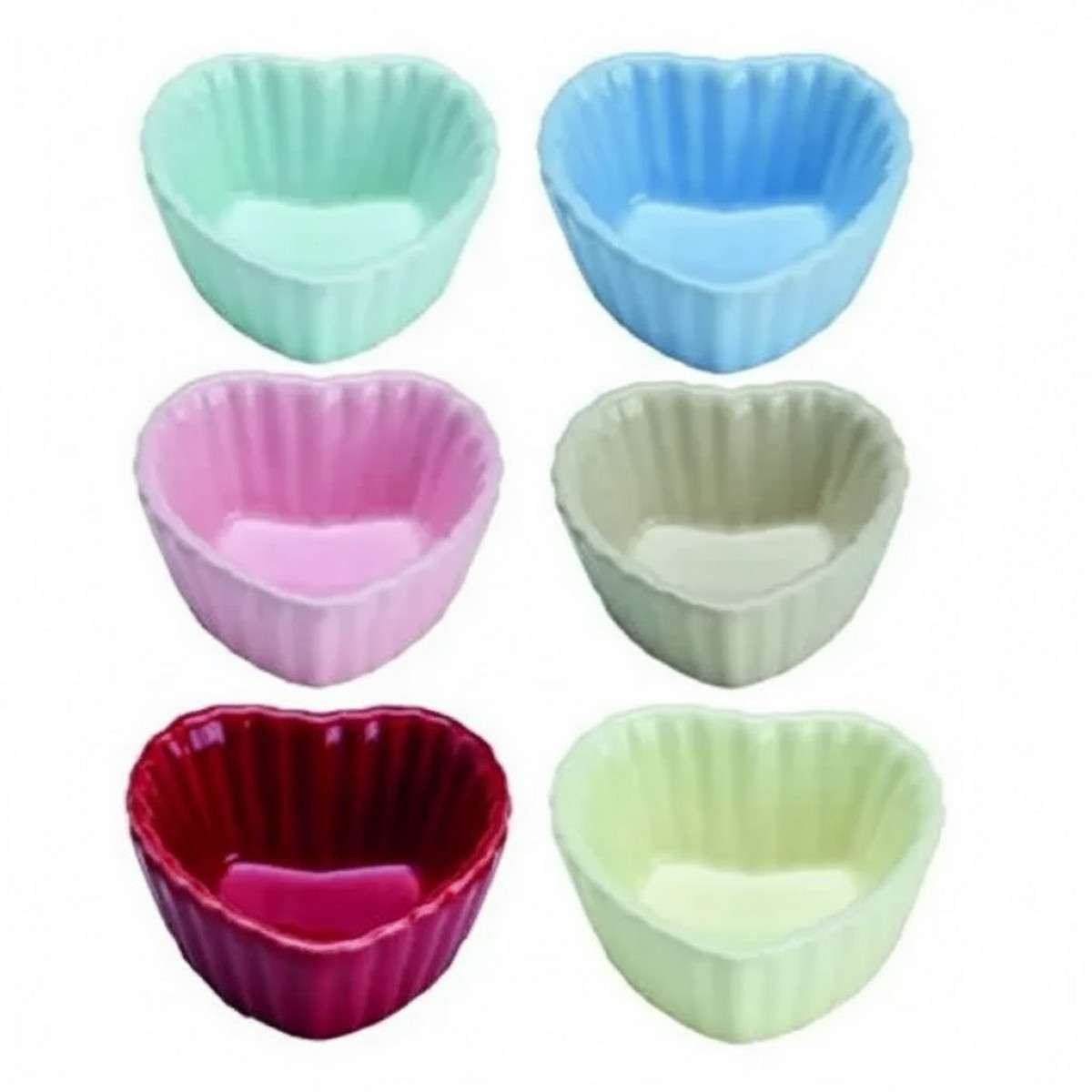Set 6 formine in ceramica colorata per dolci cup cake Cuore Lily