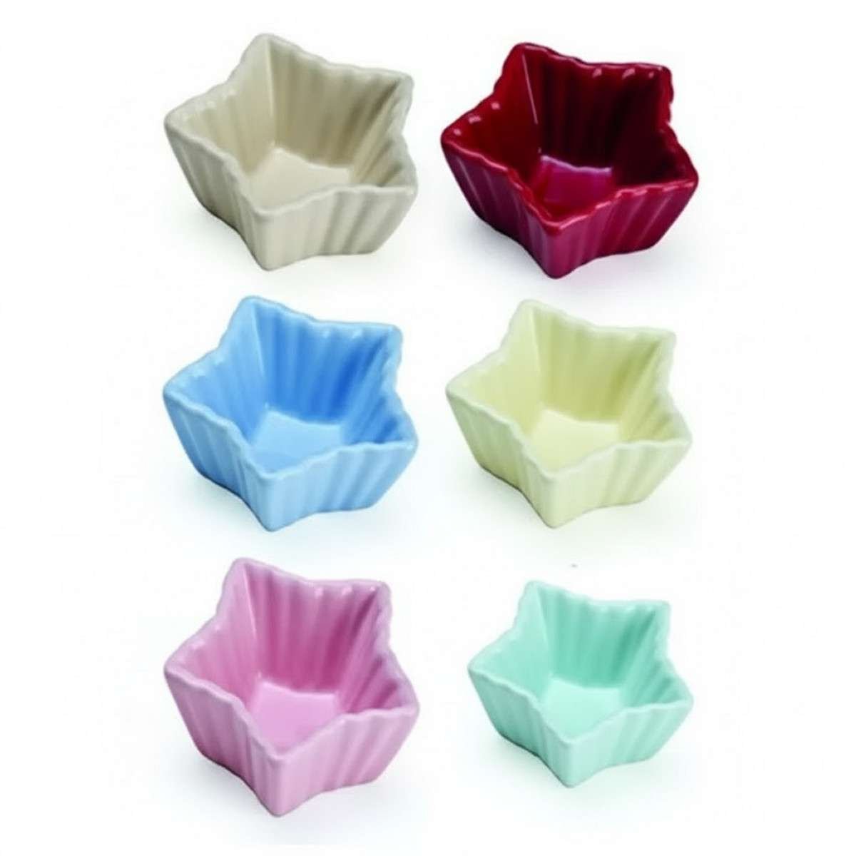 Set 6 formine in ceramica colorata per dolci cup cake stella Karen