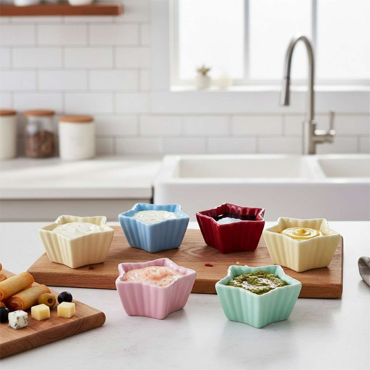 Set 6 formine in ceramica colorata per dolci cup cake stella Karen
