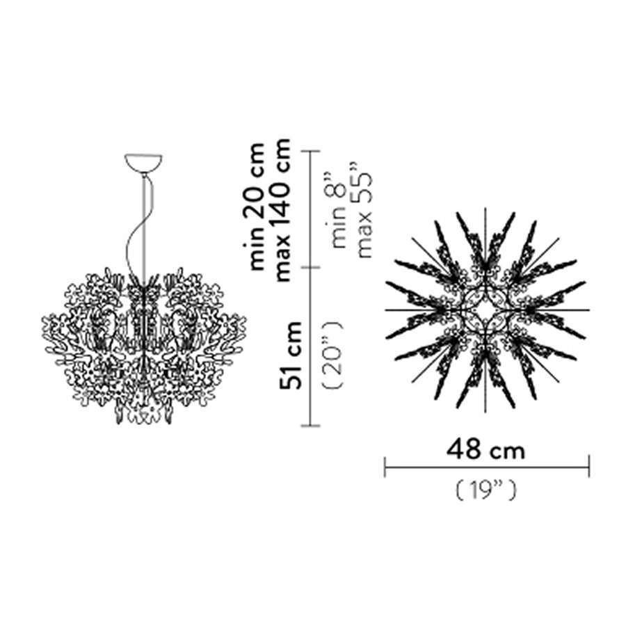 FIORELLA MINI sospensione silver illuminazione da soffitto SLAMP design by Nigel Coates