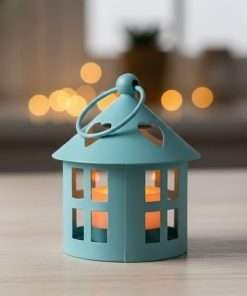 Mini lanterna casadolcecasa in metallo celeste di Brandani