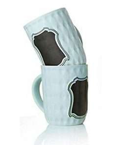 Tazza Mug Thinking in ceramica con decalcomania lavagna e gessetto per personalizzarla con nomi frasi e disegni spiritosi