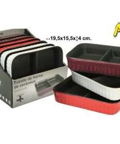 Teglia da forno in ceramica smaltata prugna con divisorio @ fuentesde horno