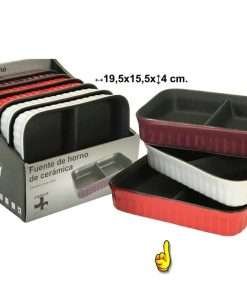 Teglia da forno in ceramica smaltata rossa con divisorio @ fuentesde horno