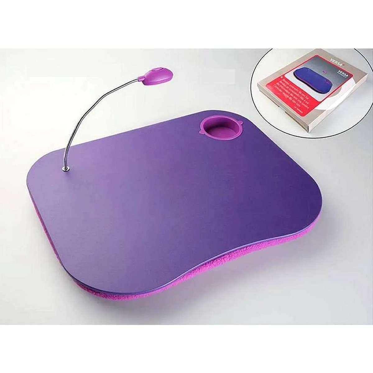Vassoio imbottito porta computer viola con luce led