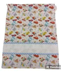 Sacchetta asilo con tela aida fantasia mezzi di trasporto colorati