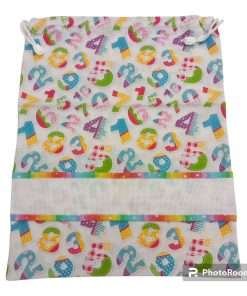 Sacchetta asilo con tela aida fantasia numeri