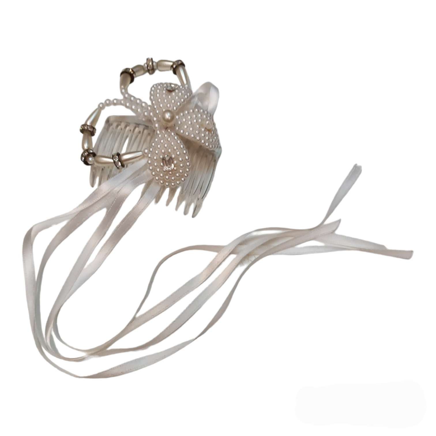 FERMAGLIO PER CAPELLI PERLE E STRASS