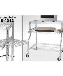 SCRIVANIA CARRELLO PORTA COMPUTER IN METALLO CROMATO