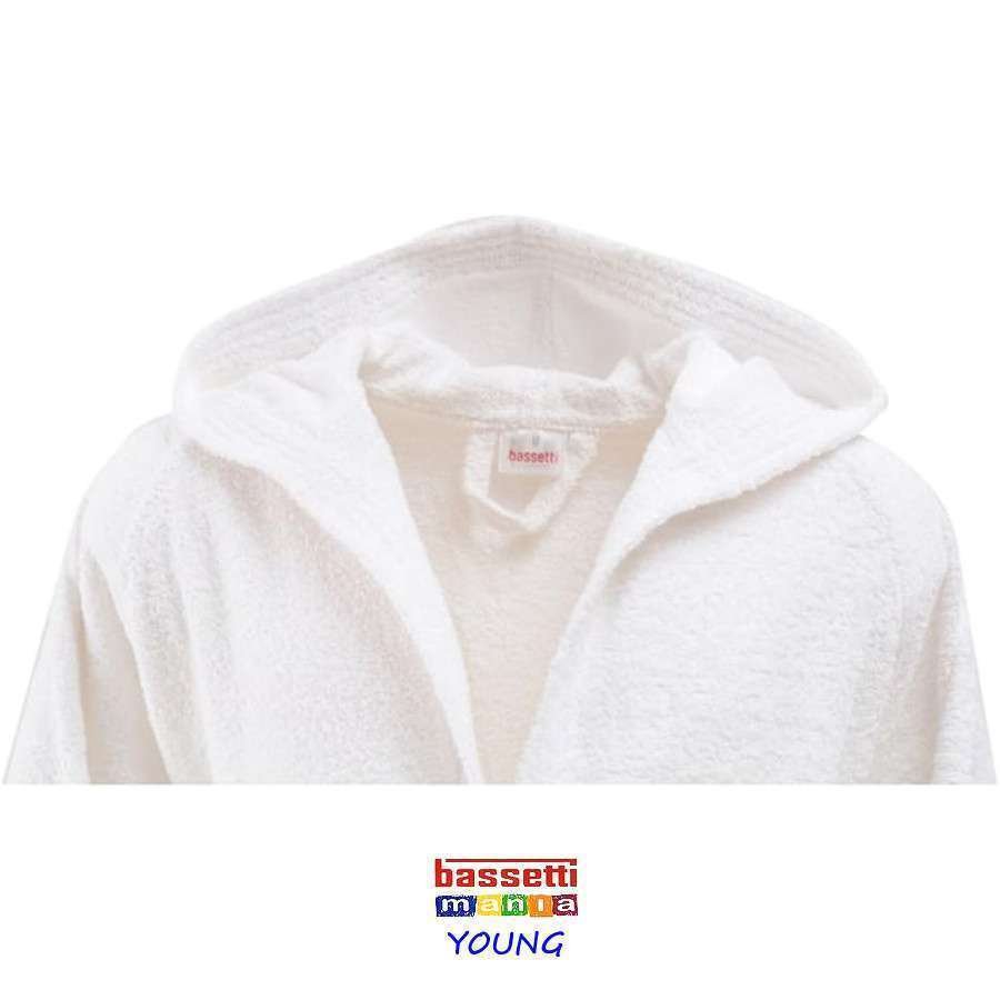 Bassetti Mania Young Accappatoio da bambino bianco Con Cappuccio 100% Cotone 360grm² Taglia xl
